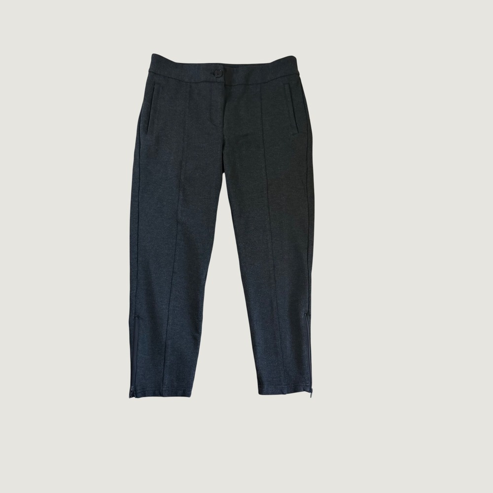 Betabrand Yoga Dress Pants Charcoal Gray Ankle Zip Skinny Trousers M Petite